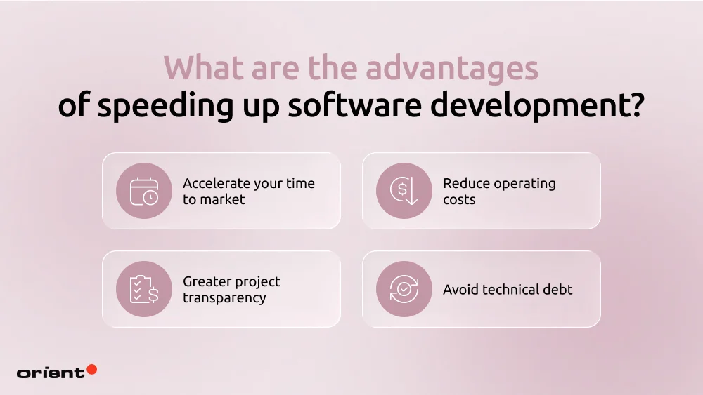 What are the advantages of speeding up software development?