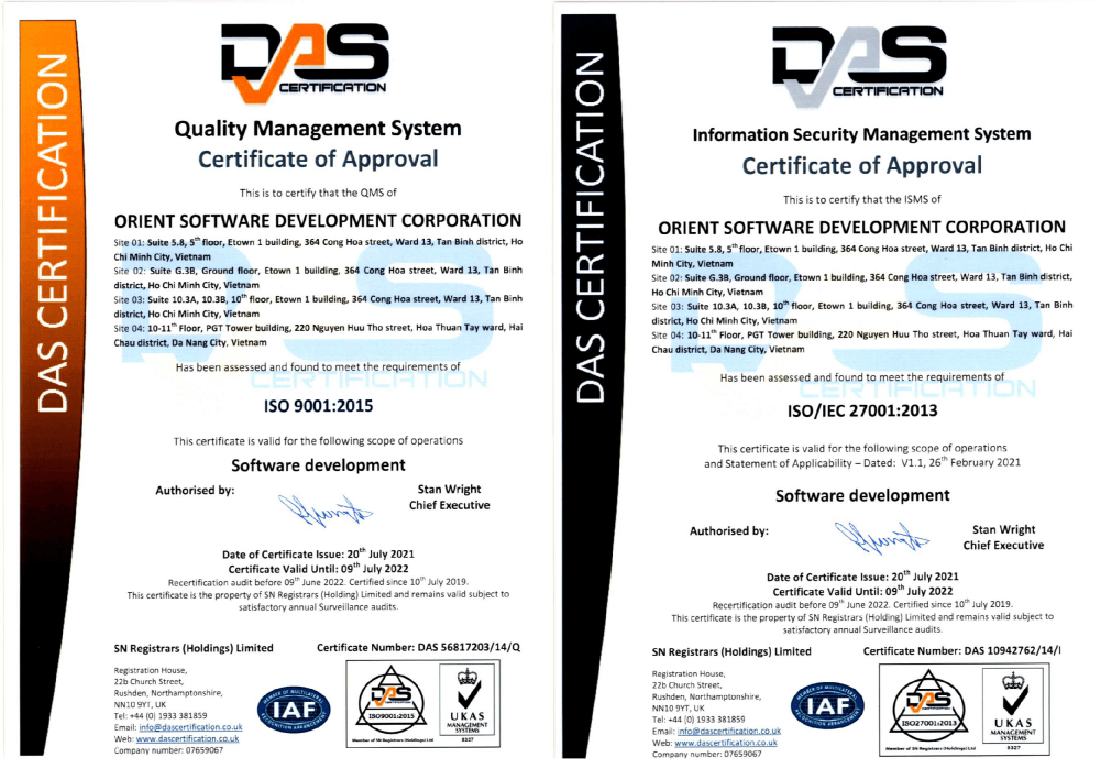 Company update - Renew ISO 9001:2015 and ISO/IEC 27001:2013
